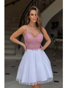 Bicotone Bielo-ružové tylové šaty Kelly