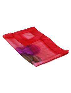 Pranita Hodvábny maľovaný šál červeno-tmavoružový s fialovou farbou