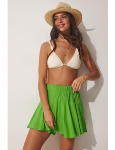 Happiness İstanbul Women's Green Flowy Viscose Shorts Skirt