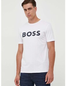 Boss Orange Bavlnené tričko BOSS BOSS CASUAL pánske,béžová farba,s potlačou,50481923