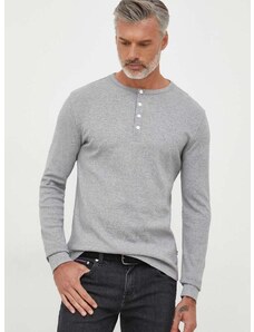Bavlnené tričko s dlhým rukávom Lindbergh šedá farba, melanžový