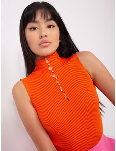 Fashionhunters Orange blouse with turtleneck and application