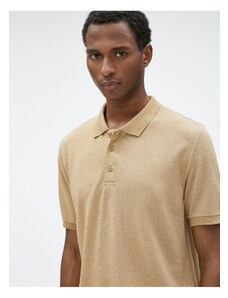Polo tričko Koton so zapínaním na gombíky, vzorované polokošeľa slim fit s krátkym rukávom.