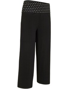 bonprix Úpletové nohavice Culotte s pohodlným pásom, po lýtka, farba čierna