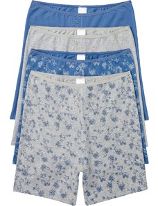bonprix Dlhé dámske boxerky s vysokým pásom (4 ks) s bio bavlnou, farba modrá