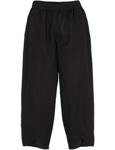 bonprix Plátené nohavice po členky, pohodlný vysoký pás, Loose-Fit, farba čierna