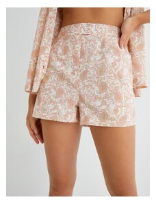 Koton Shorts With Pajamas High Waist Buttoned Textured Cotton