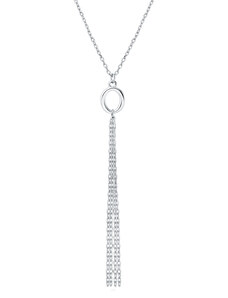 OLIVIE Strieborný náhrdelník OVÁL s retiazkami 7589