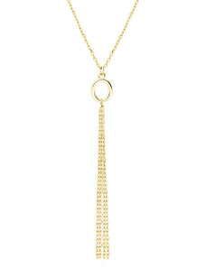 OLIVIE Strieborný náhrdelník OVÁL GOLD s retiazkami 7590