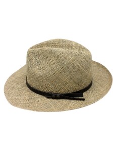 Fiebig - Headwear since 1903 Pánsky slamený Bogart klobúk z morskej trávy s koženou stuhou - Fedora