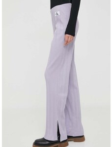 Tepláky Calvin Klein Jeans fialová farba