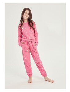 Taro Zateplené dievčenské pyžamo Erika ružové pre staršie dievky