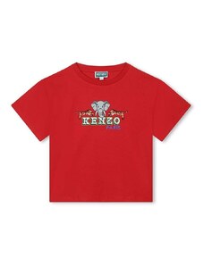 Detské bavlnené tričko Kenzo Kids červená farba, s potlačou