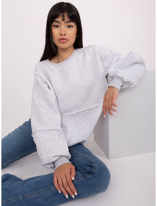 Fashionhunters Light grey melange loose sweatshirt