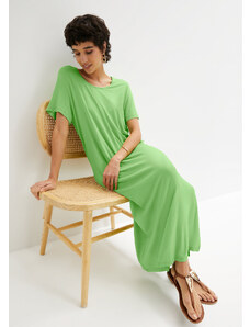 bonprix Úpletové šaty s rozparkom, midi dĺžka, pohodlné, farba zelená