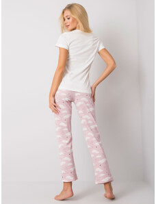 Fashionhunters Dvojdielne biele pyžamo s potlačou