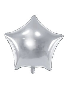 PartyDeco Fóliový balón - Hviezda, strieborná 70 cm