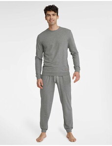 Henderson Pánske pyžamo s dlhým rukávom Universal 40951-90X šedé melanžové, Farba šedá melanžová