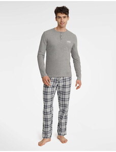 Henderson Pánske bavlnené pyžamo Usher 40946-90X šedé melanžové, Farba šedá melanžová