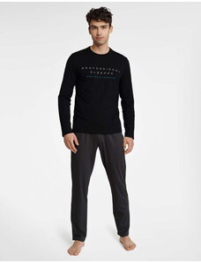 Henderson Pánske bavlnené pyžamo Insure 40963-99X čierno-tmavošedé, Farba čierna-tmavošedá