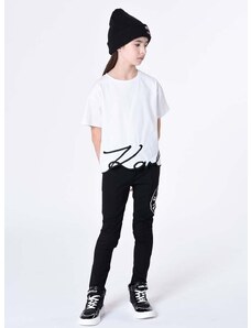 Detské tepláky Karl Lagerfeld čierna farba, s potlačou