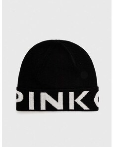 Vlnená čiapka Pinko čierna farba, z tenkej pleteniny, vlnená, 101507.A101