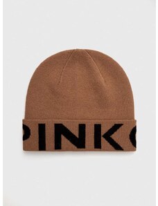 Vlnená čiapka Pinko hnedá farba, z tenkej pleteniny, vlnená, 101507.A101