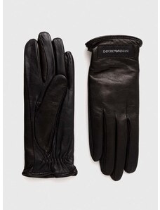Kožené rukavice Emporio Armani dámske, čierna farba