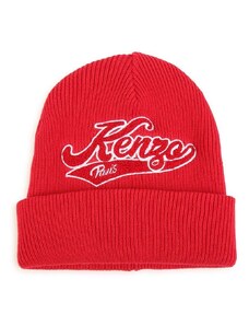 Detská čiapka Kenzo Kids červená farba biela, bavlnená