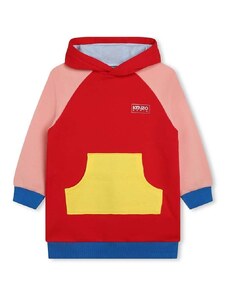 Dievčenské šaty Kenzo Kids červená farba, mini, rovný strih