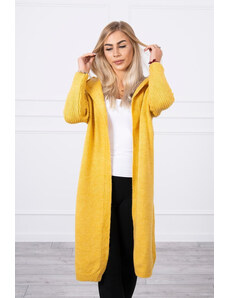 K-Fashion Hořčicový svetr s kapucí