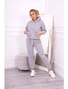 K-Fashion Teplá súprava s mikinou so zaväzovaním vpredu šedá