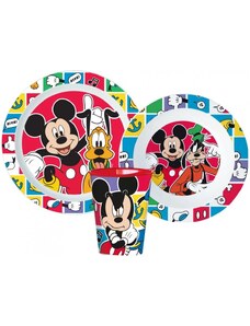 Stor Súprava plastového riadu Disney - Mickey Mouse a Pes Pluto s kelímkom - 3 diely
