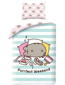 Halantex Bavlnené posteľné obliečky Pusheen - motív Purrfect Weekend - 100% bavlna - 70 x 90 cm + 140 x 200 cm