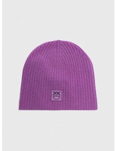 Kašmírová čiapka Pinko fialová farba, z tenkej pleteniny, vlnená, 101501.A0ZX
