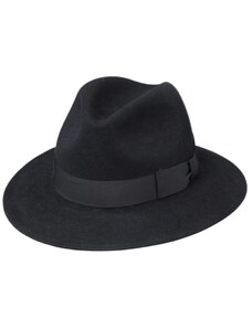 Fiebig - Headwear since 1903 Čierny luxusný klobúk Fiebig - Fedora z králičej srsti