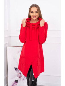 K-Fashion Červená tunika nadmernej veľkosti s obálkovou prednou časťou