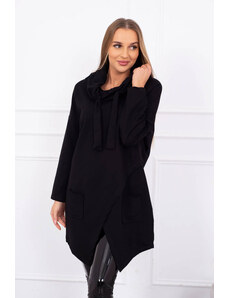 K-Fashion Oversize tunika s obálkou vpredu čierna