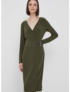 Šaty Lauren Ralph Lauren zelená farba, midi, rovný strih