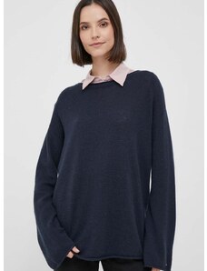 Vlnený sveter Tommy Hilfiger dámsky, tmavomodrá farba