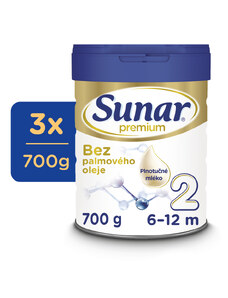 3x SUNAR Premium 2 Mlieko pokračovacie 700 g