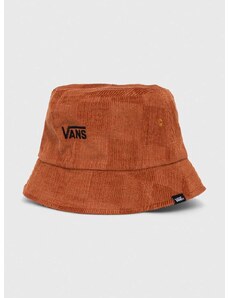 Obojstranný bavlnený klobúk Vans hnedá farba, bavlnený
