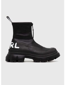Členkové topánky Karl Lagerfeld TREKKA MAX KC dámske, čierna farba, na platforme, KL43560