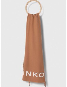 Vlnený šál Pinko hnedá farba, s potlačou