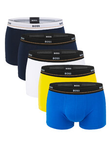 BOSS - boxerky 5PACK essential cotton stretch blue & yellow color combo - limitovana fashion edícia (HUGO BOSS)