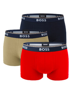BOSS - boxerky 3PACK cotton stretch army green & red combo - limitovaná fashion edícia (HUGO BOSS)