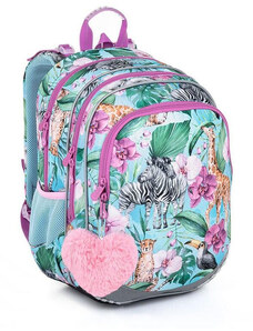 TOPGAL - školské tašky, batohy a sety TOPGAL-ELLY23004 - SAFARI - ružová púť po savane múdrosti - školský batoh pre malé dobrodružníčky s príveskom srdiečka