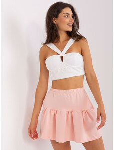 Fashionhunters Peach skirt with frill and pockets