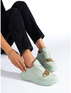 Light green women's sneakers with Shelvt chain