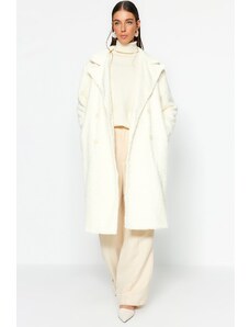 Trendyol Collection Ecru Oversize široký strih dlhý kabát
